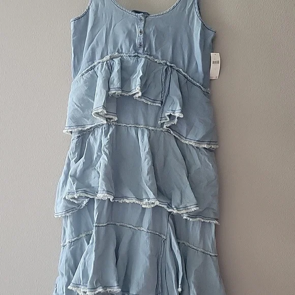 Anthropologie/Pilcro Denim Tiered Maxi Dress Small NWT - Picture 2 of 6